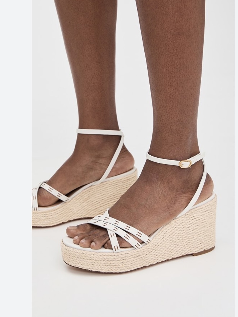 Veronica Beard Cream Espadrille Wedge Sandals